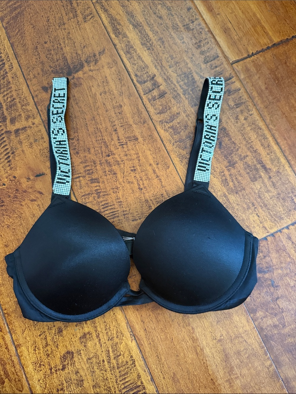 Victoria's Secret Black Push-Up Bra with Embellished Straps